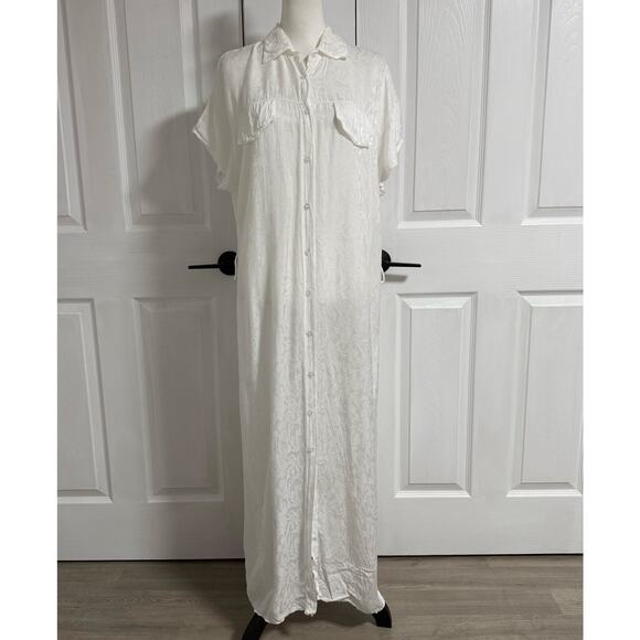 Kikisix Made in Italy Ivory Women's Floral Button Down Maxi Dress Size M/L - Picture 2 of 16